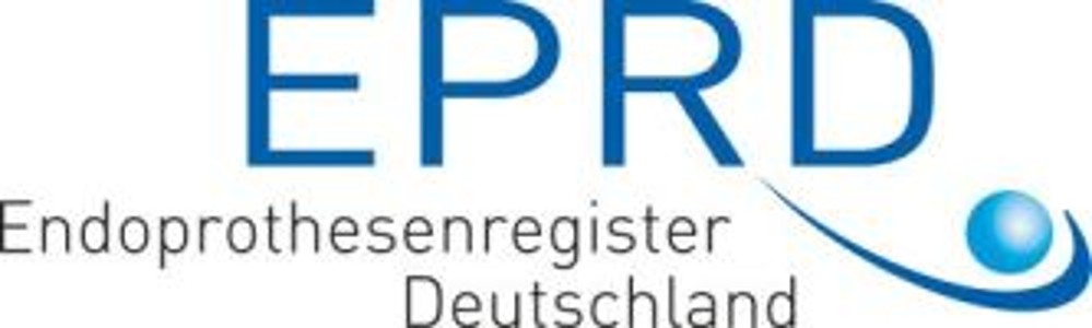 In blauer Schrift EPRD darunter in schwarzer Endoprothesenregister Deutschland